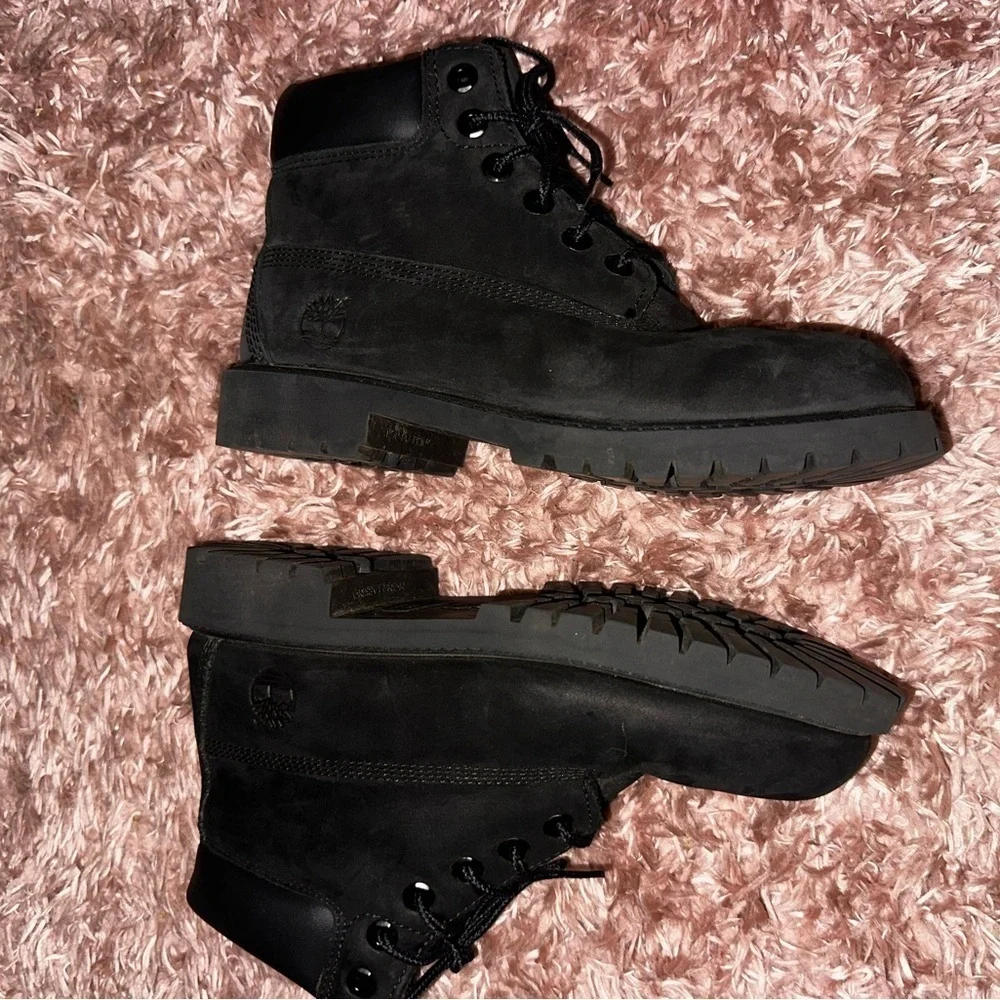 Timberland black little boys lace up boots 3 outdoor winter fall leather